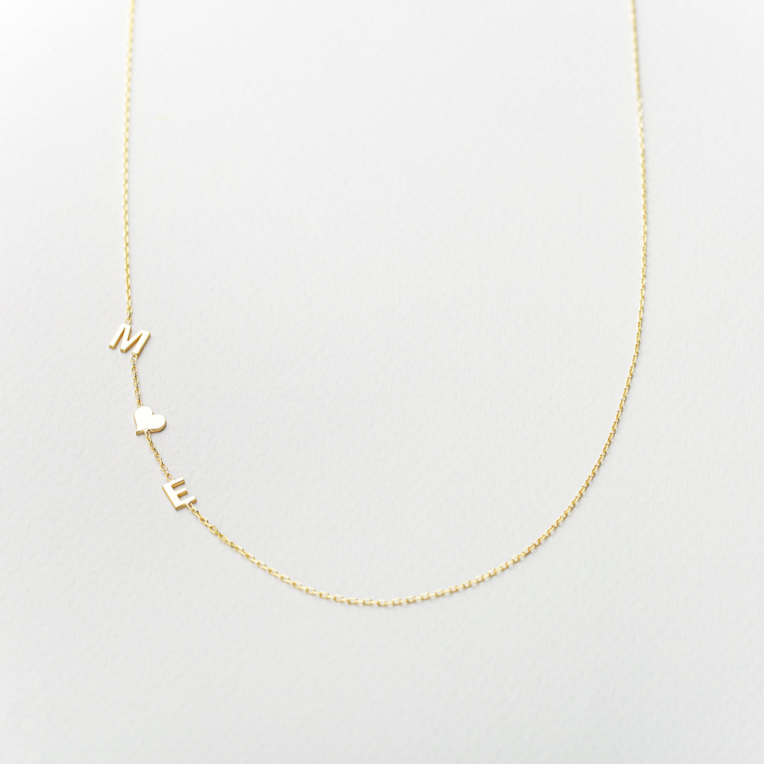 14K Solid Gold Sideways Letter Custom Necklace