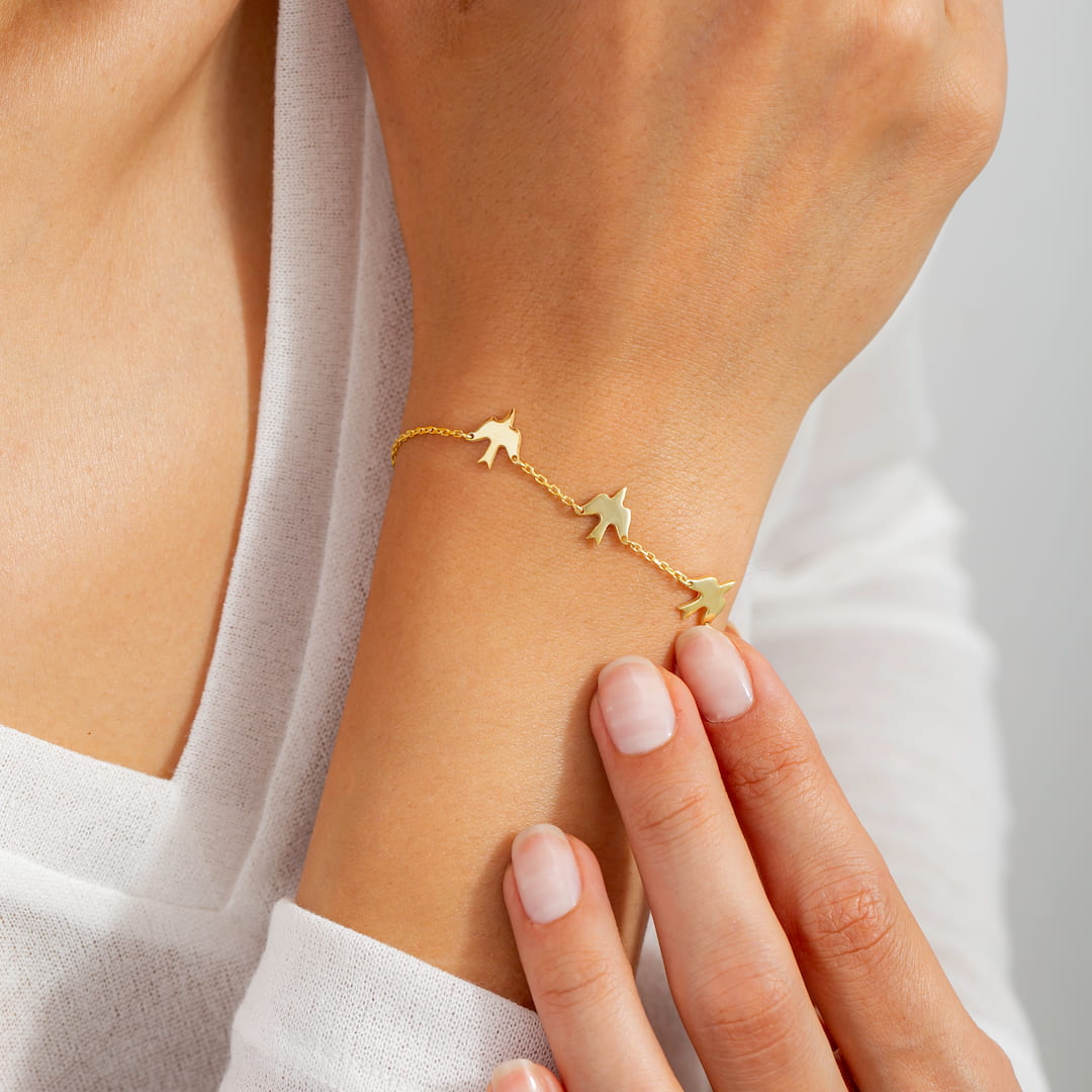Bird charm bracelet gift for mothers day