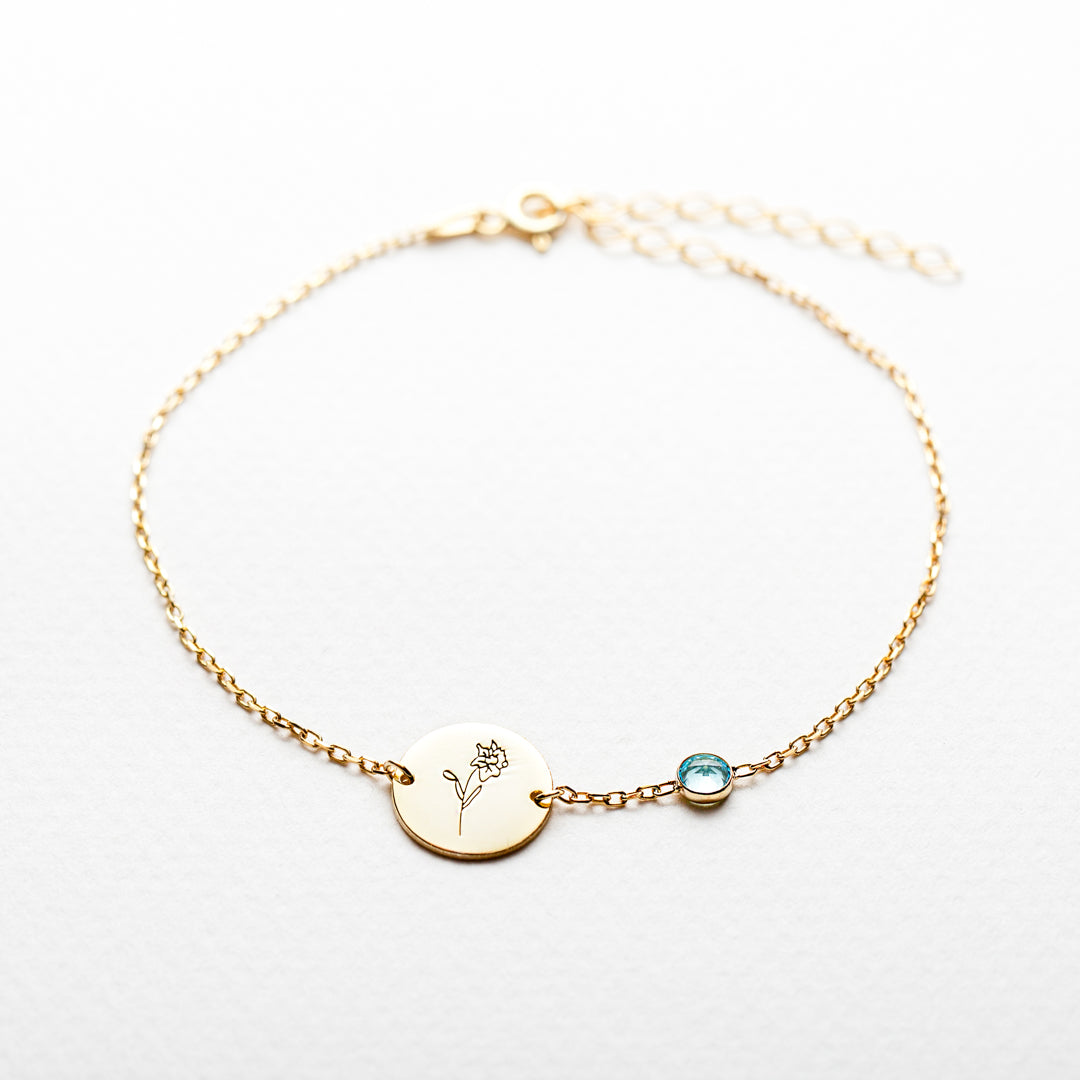 birthstone and birthflower bracelet