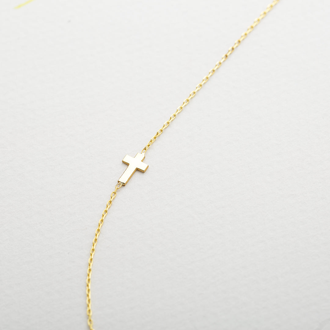Cross Necklace Gold Sideways Design silveristic