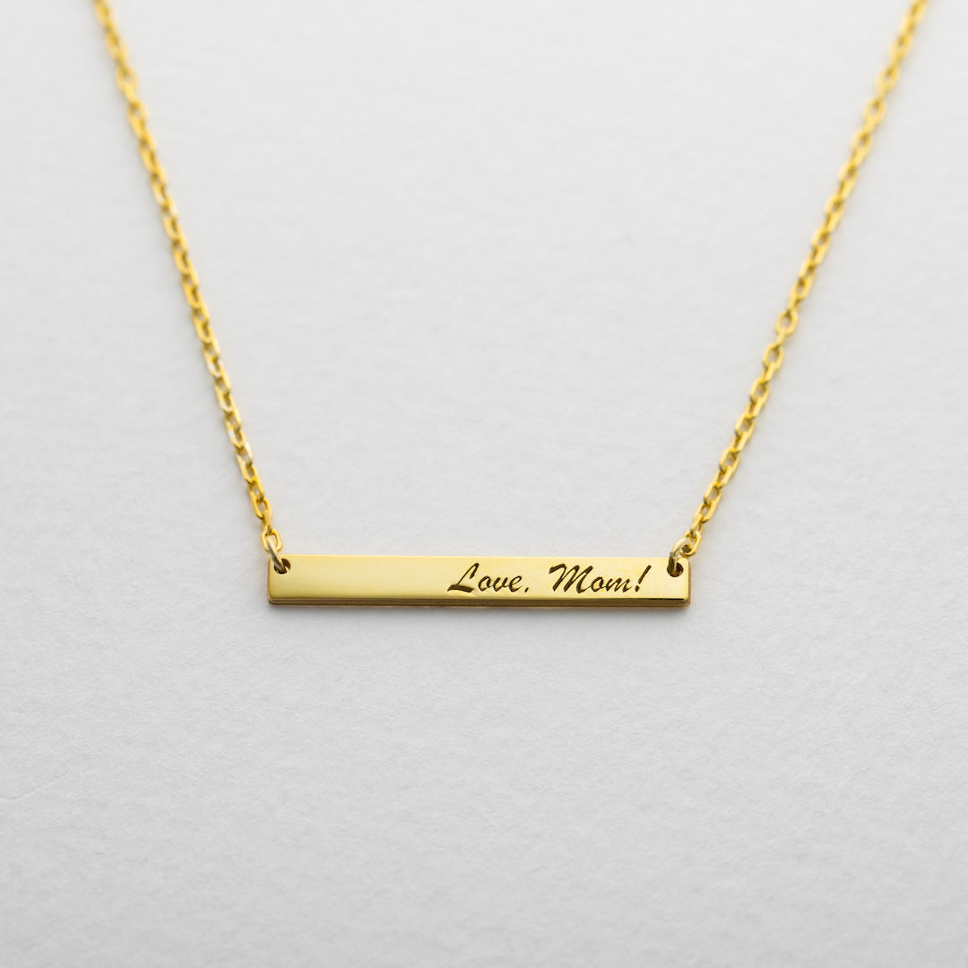 Custom Necklace with Engraved Mini Bar Pendant
