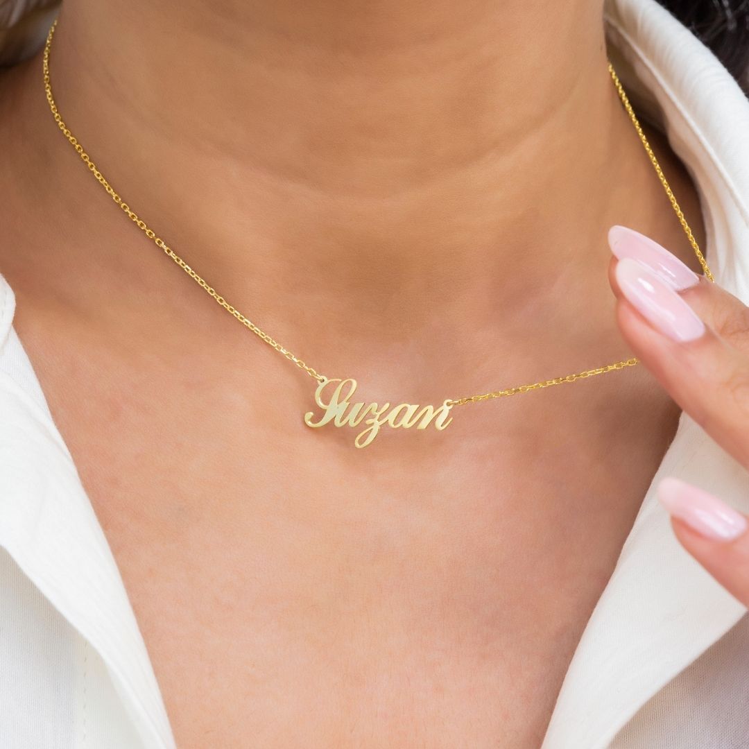 Gold Name Plate Necklace Gift