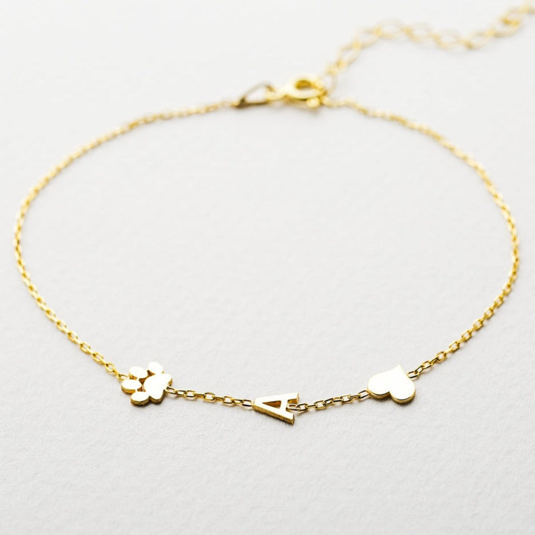 Paw Letter Bracelet