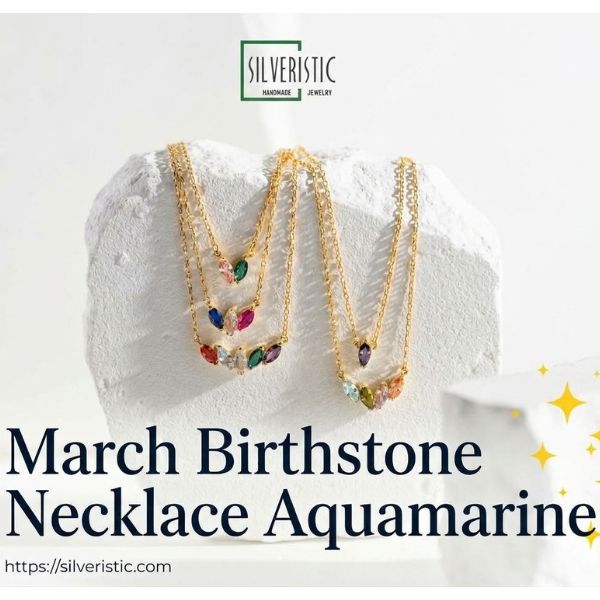 March birthstone necklace