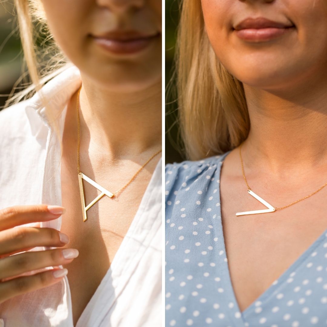 a women wear 14K Solid Gold Necklaces