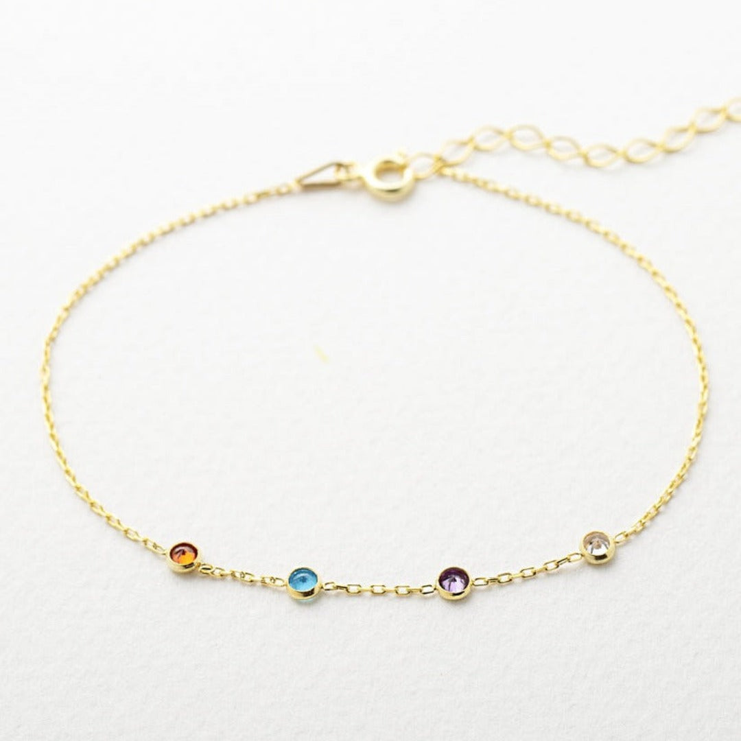 14K Solid Gold Birthstone Bracelet