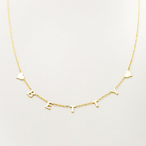14K Solid Gold Letter Necklace