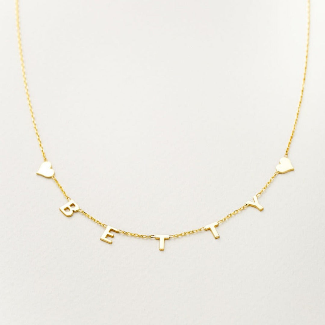 14K Solid Gold Letter Necklace