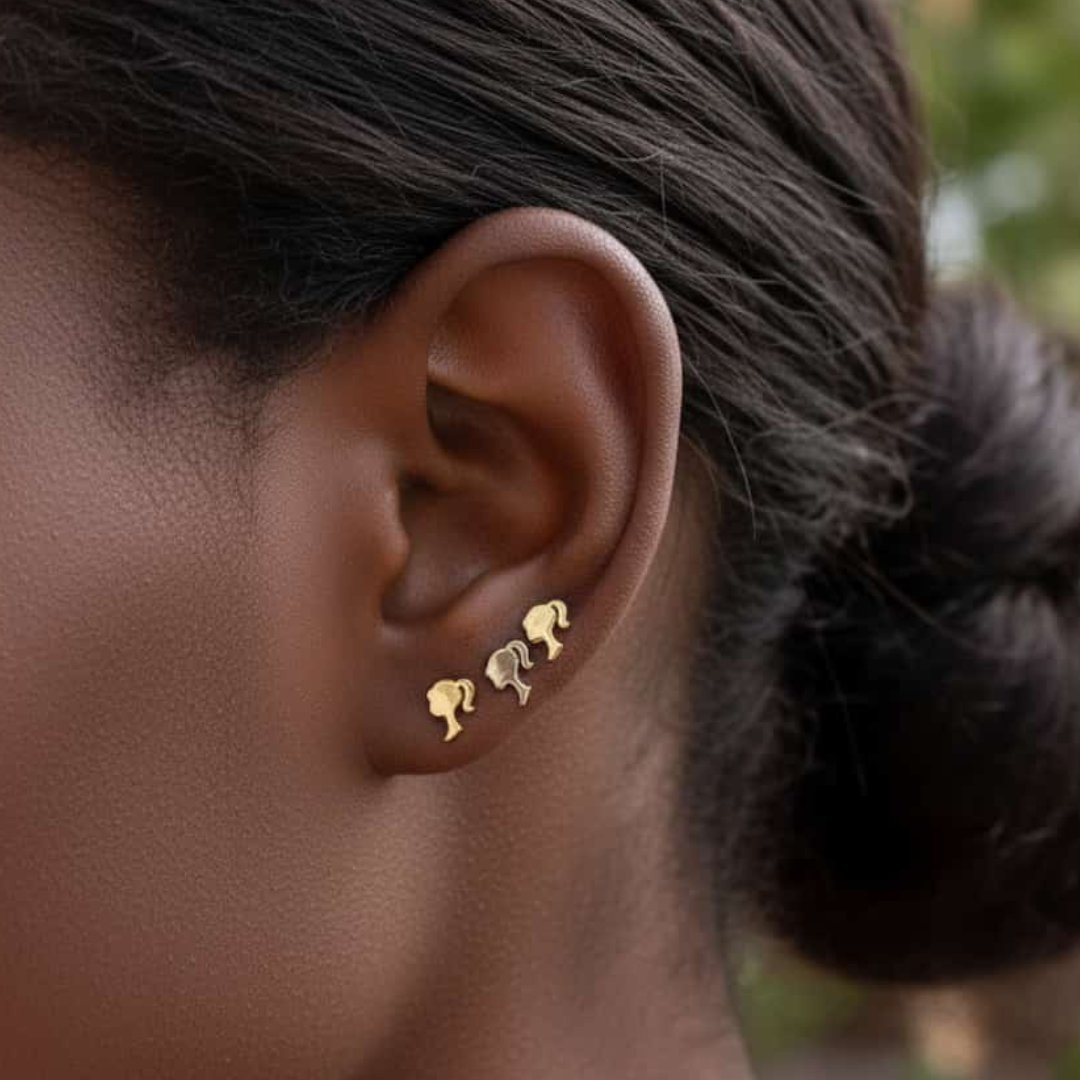 Barbie Earrings on earlobe