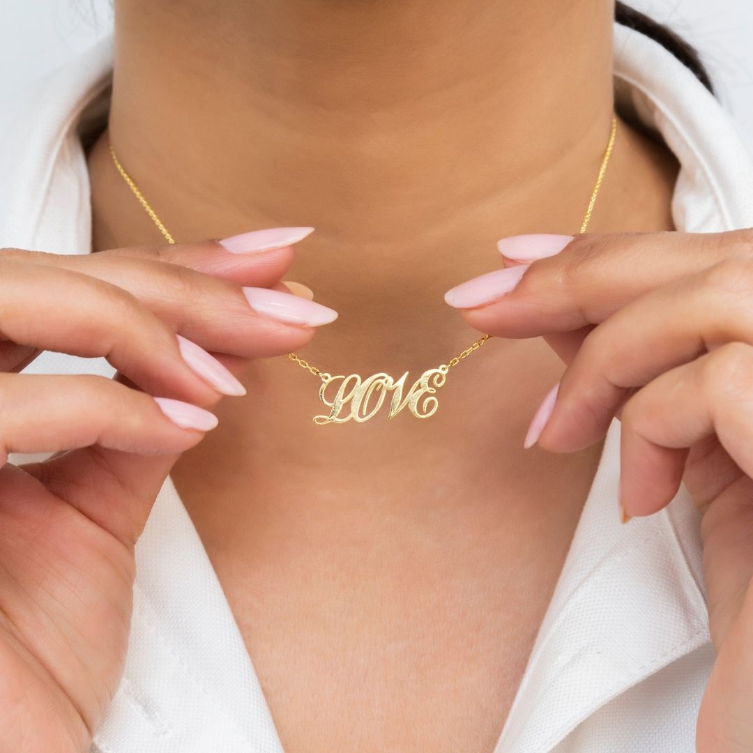14K Solid Gold Name Custom Necklace