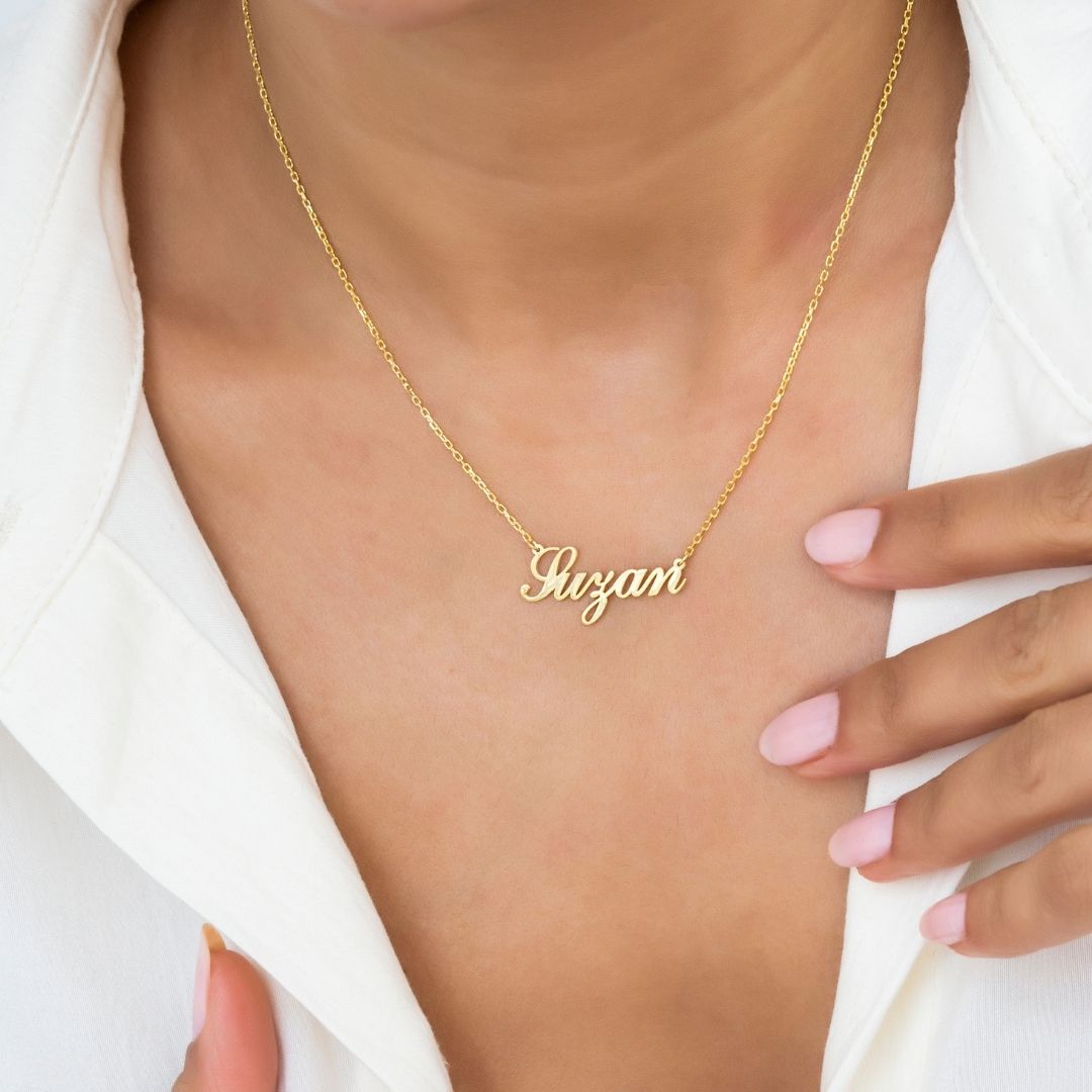 14K Solid Gold Name Custom Necklace