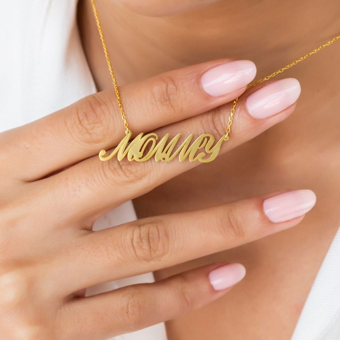 14K Solid Gold Name Custom Necklace