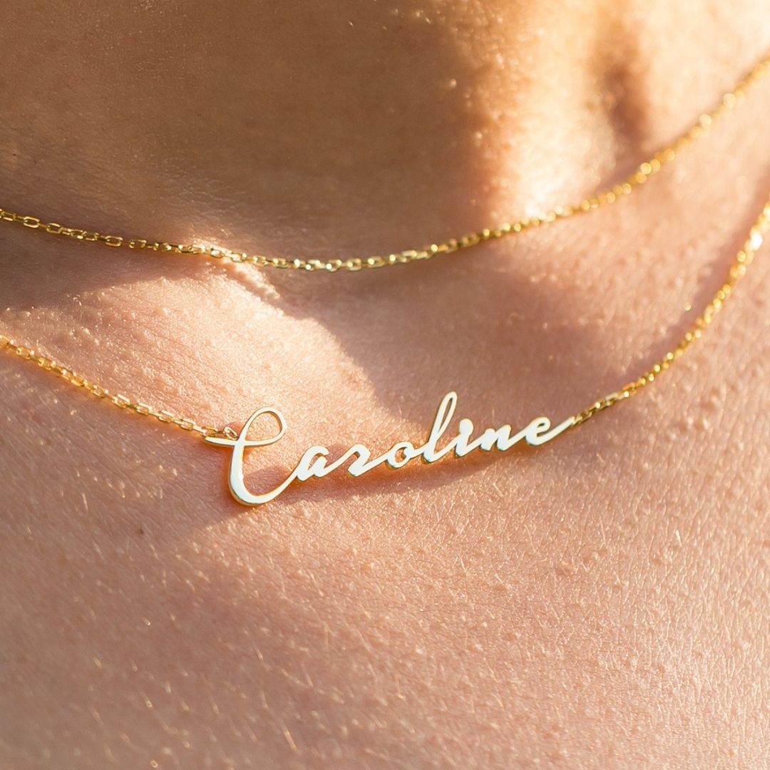 14K Solid Gold Name Custom Necklace