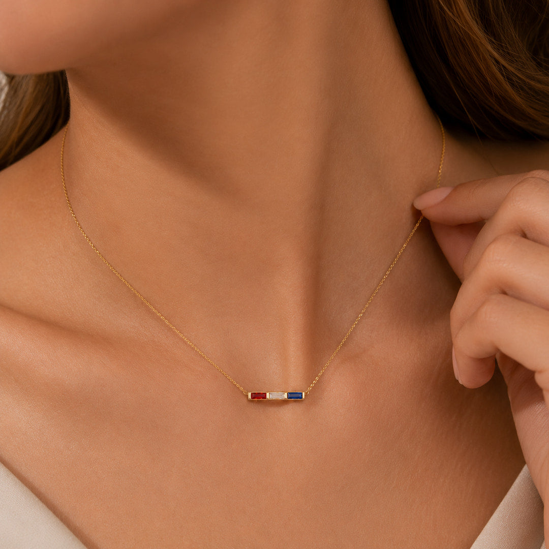 America 250 Baguette Birthstone Necklace