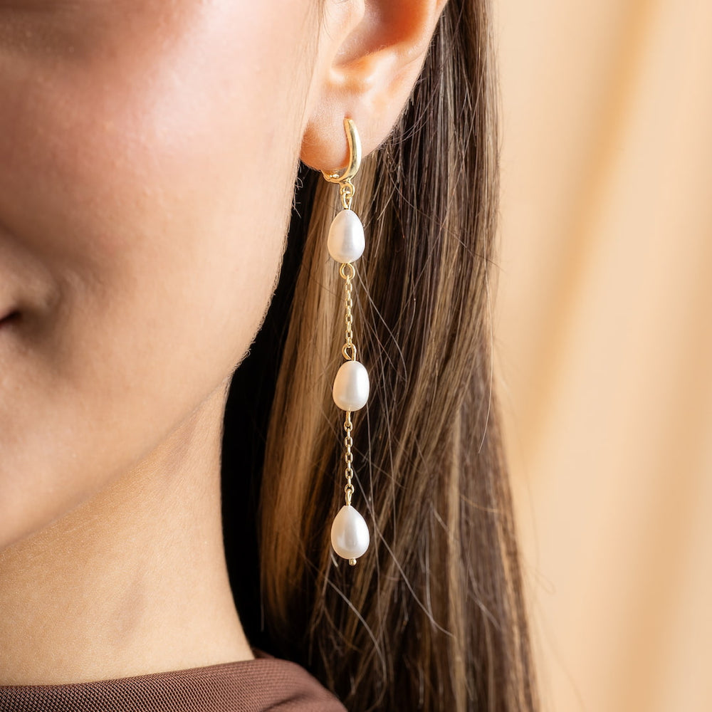 Pearl Dangle Hoops