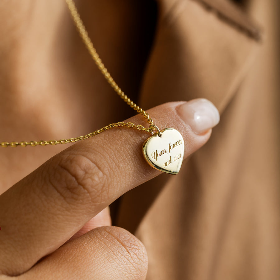 Engraved 3D Heart Necklace