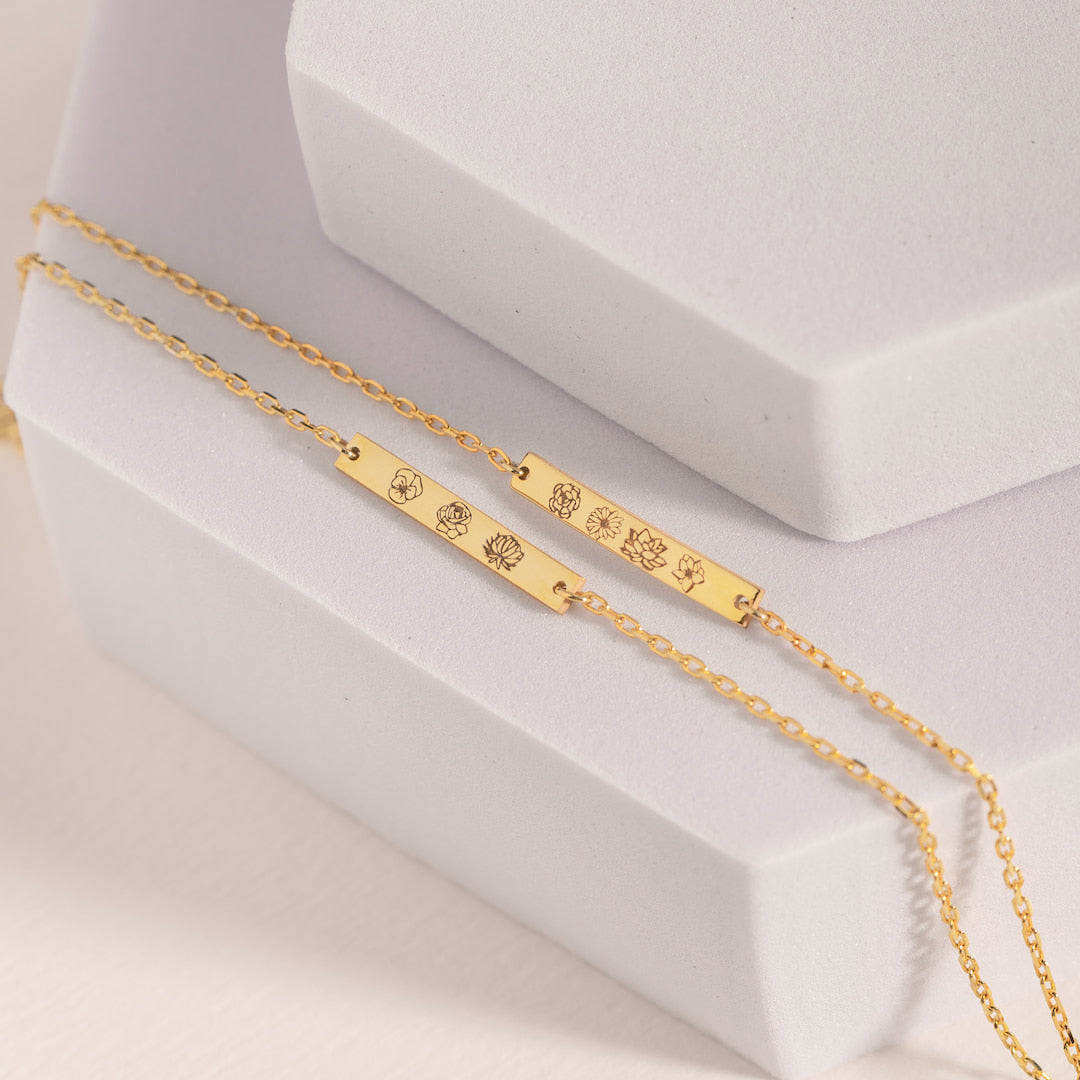 Birthflower Bar Bracelet