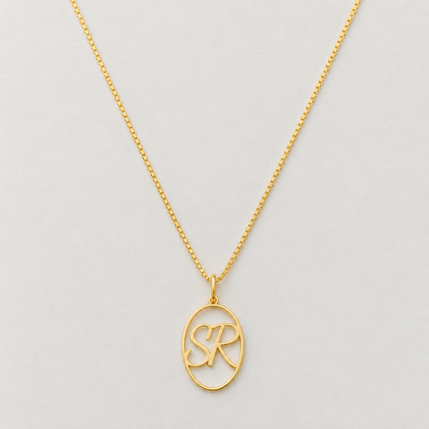 Personalized Oval Monogram Initial Necklace