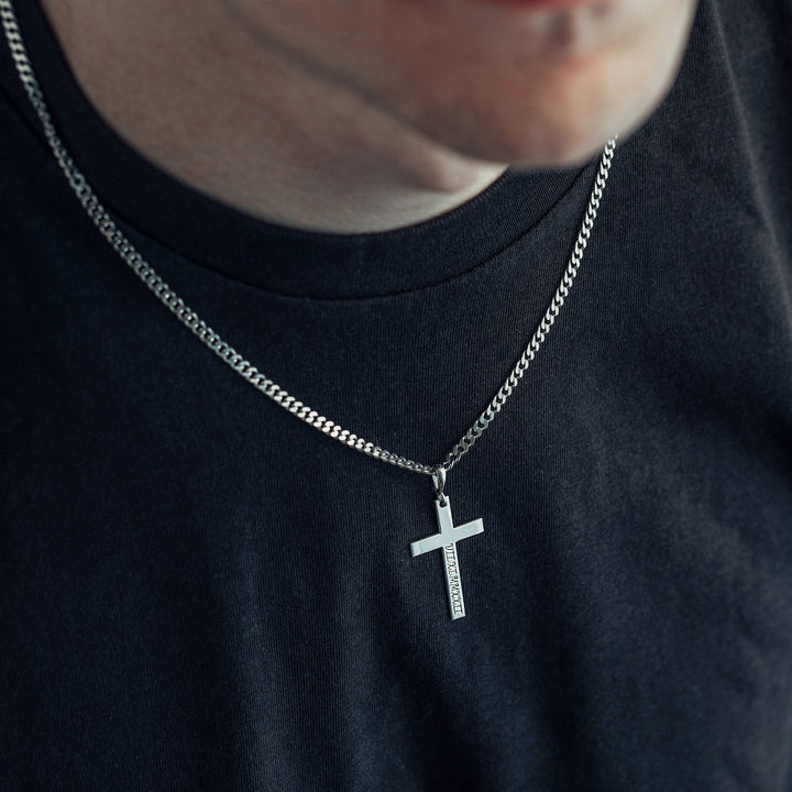 Men’s Curb Chain Cross Necklace