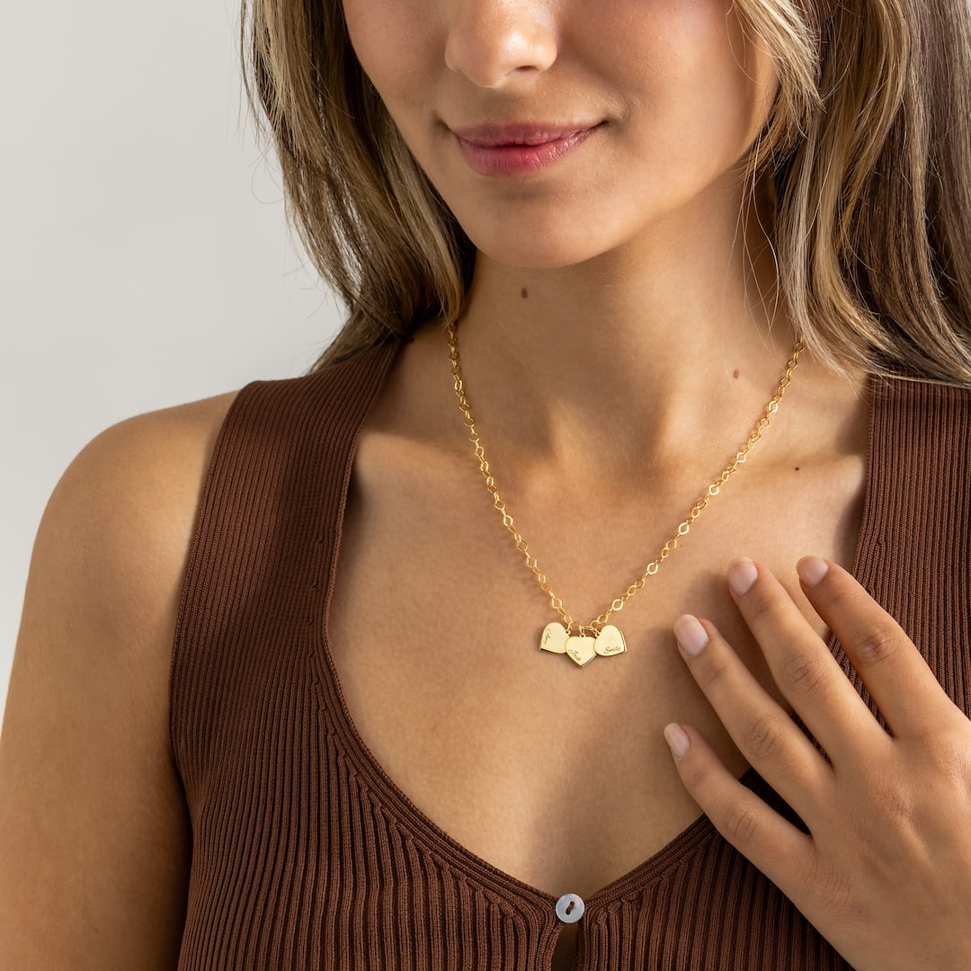 Engraved Hearts with Oval Chain