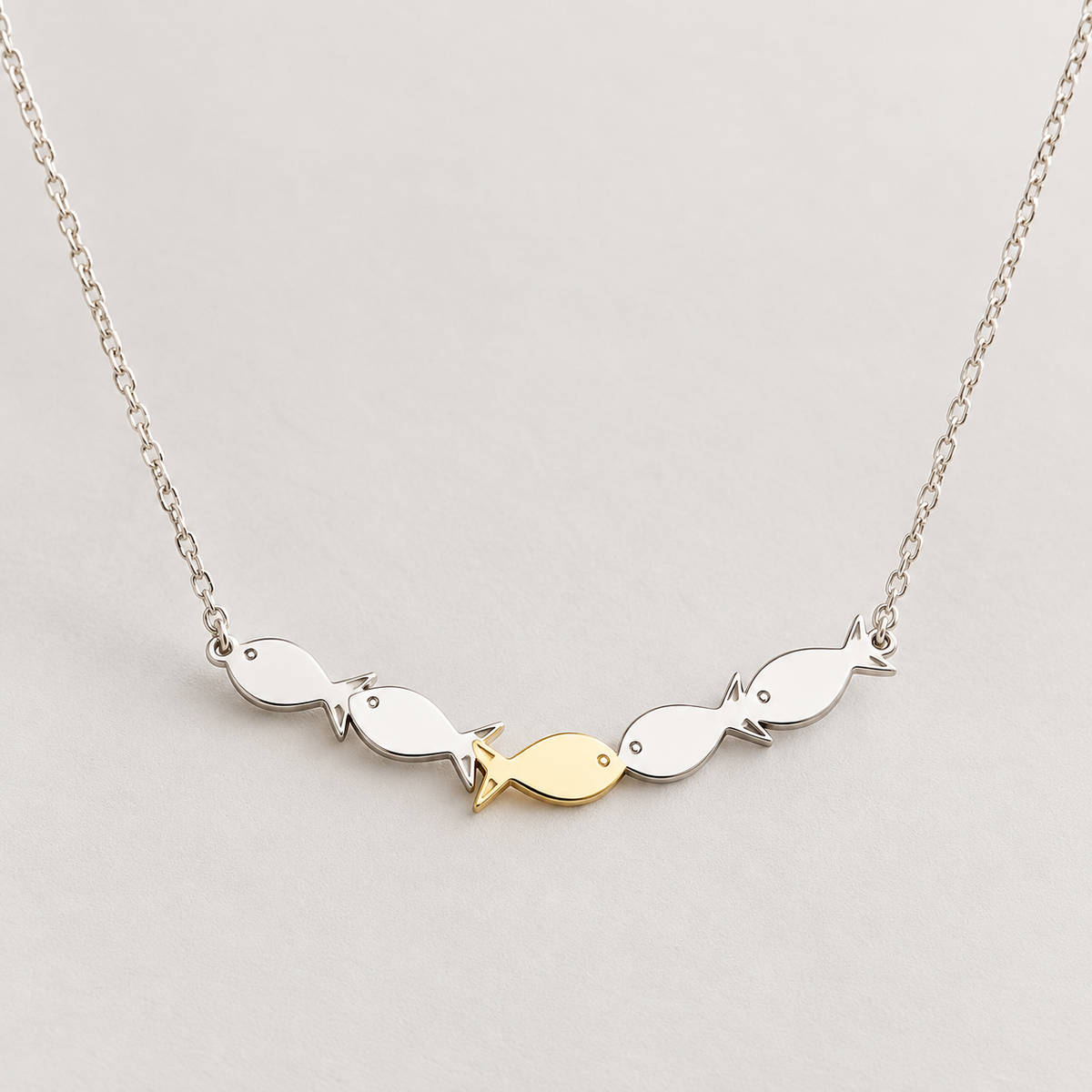 Minimalist Fish Family Necklace