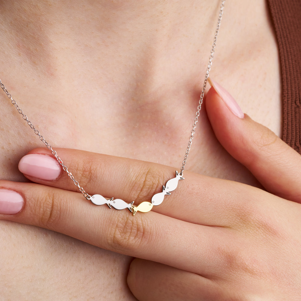 Minimalist Fish Family Necklace