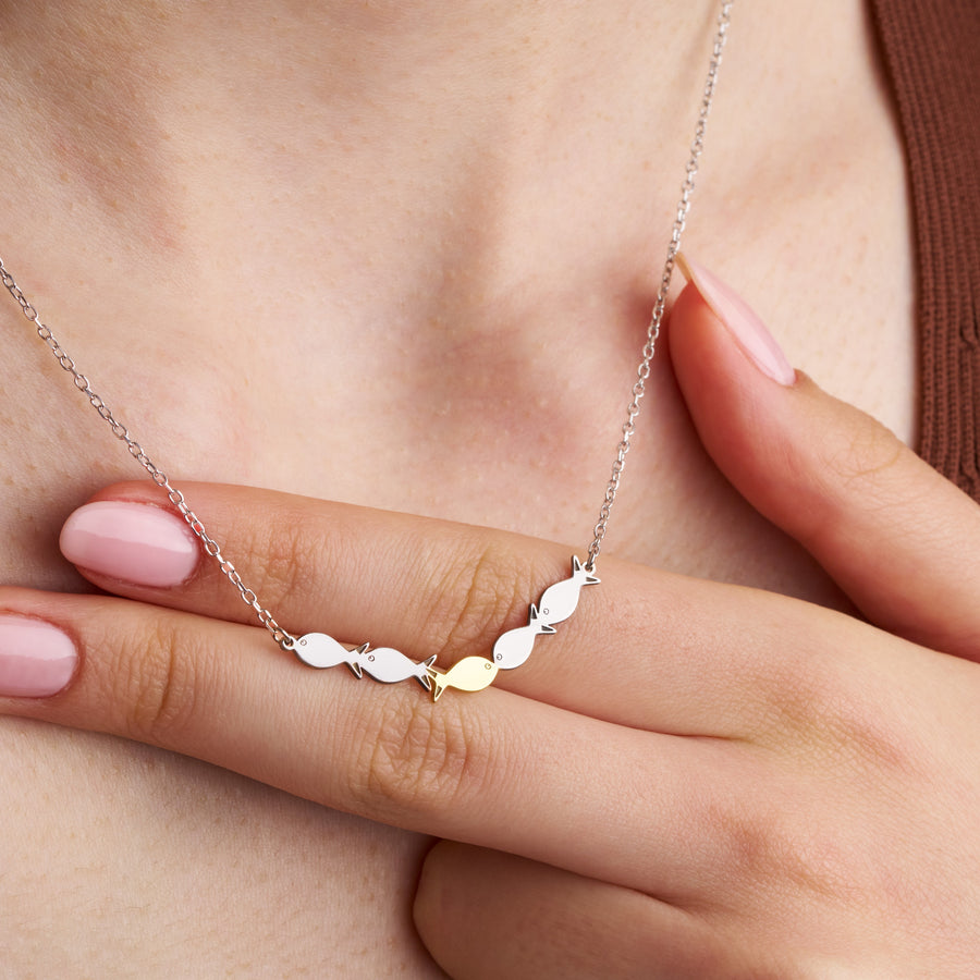Minimalist Fish Family Necklace
