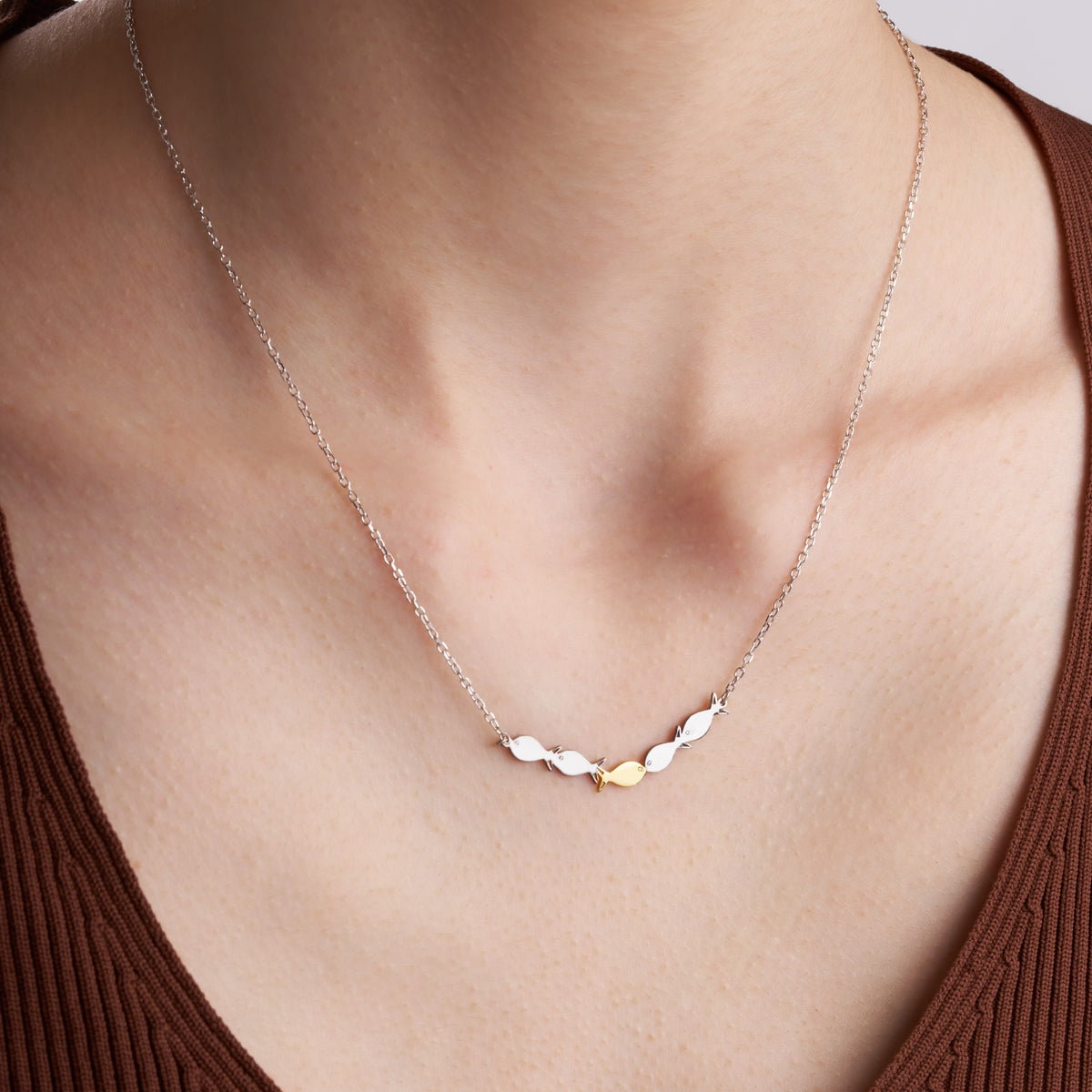 Minimalist Fish Family Necklace
