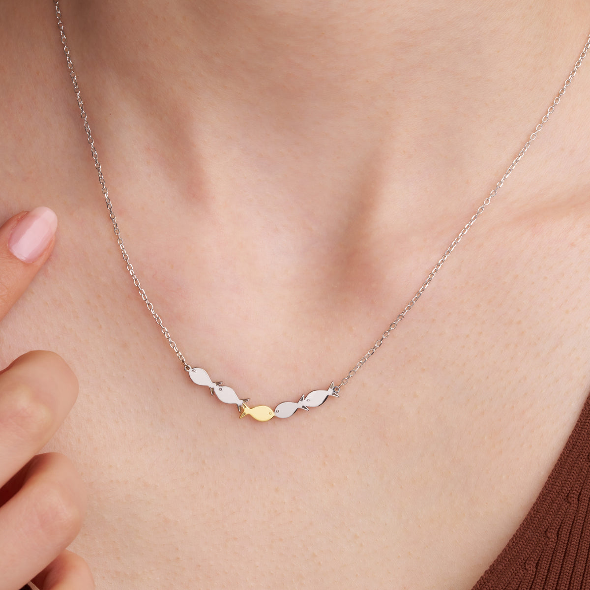 Minimalist Fish Family Necklace