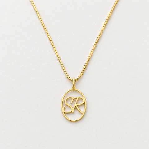 Personalized Oval Monogram Initial Necklace