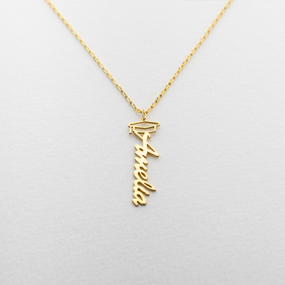 Graduation name plate necklace