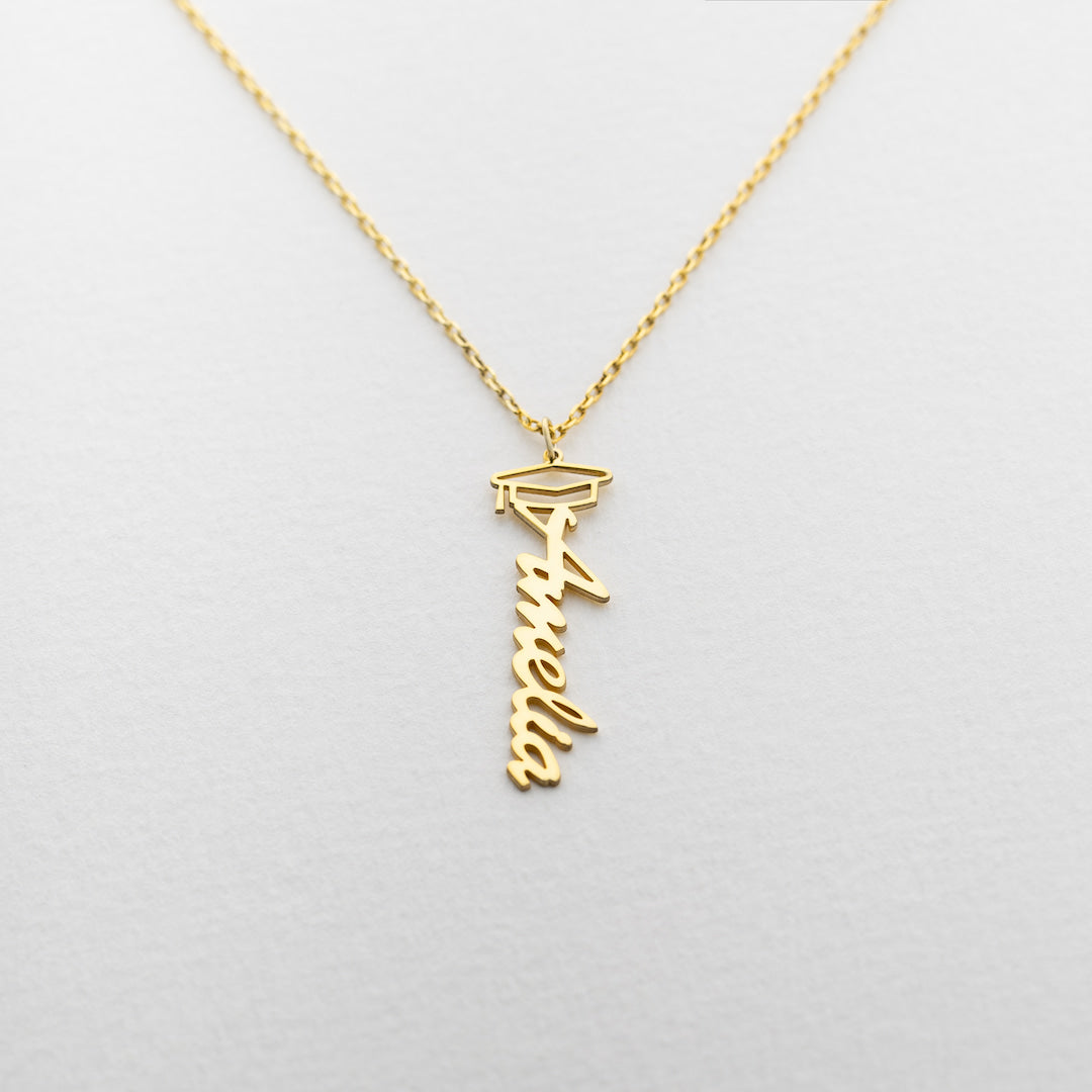 Graduation name plate necklace