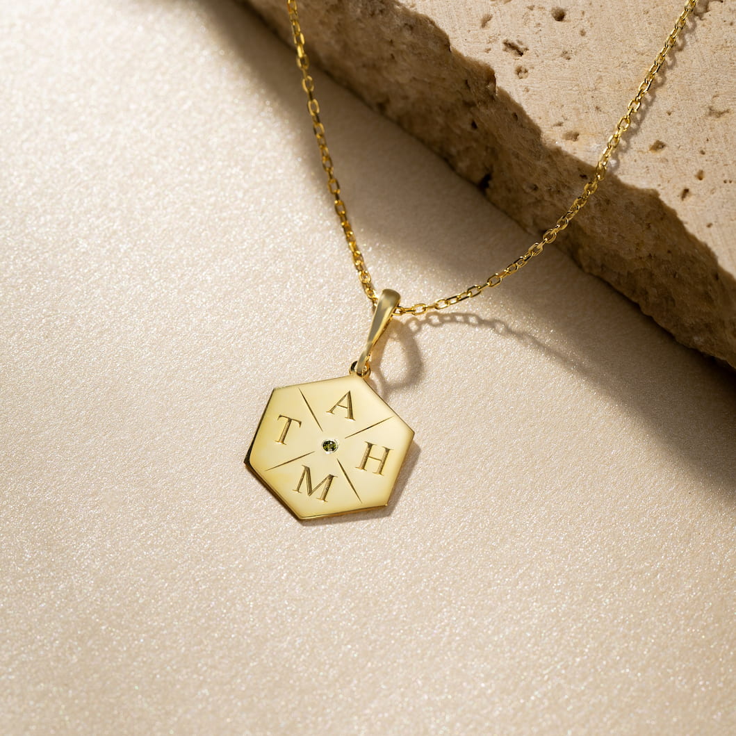 Engraved Hexagon Pendant