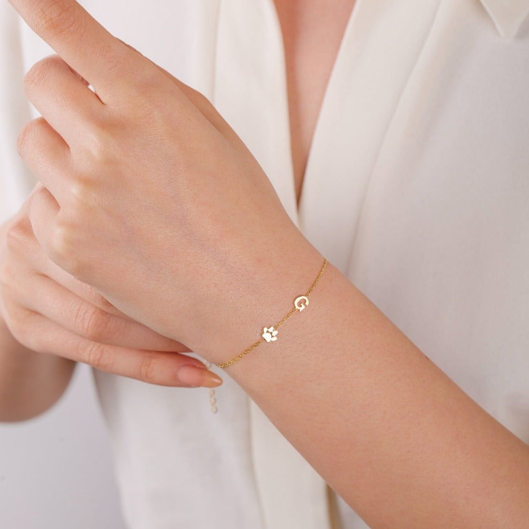 Paw Letter Bracelet