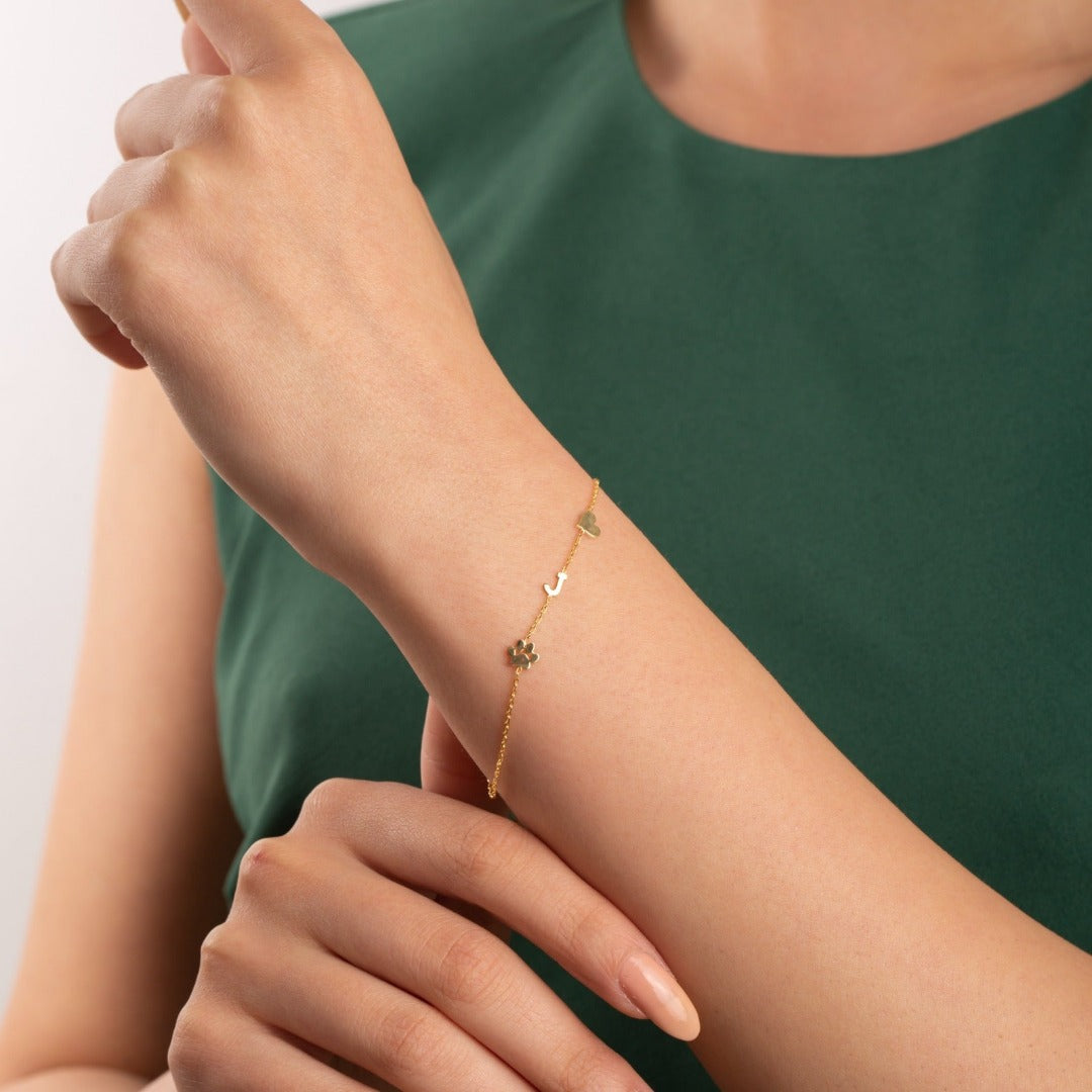 Paw Letter Bracelet