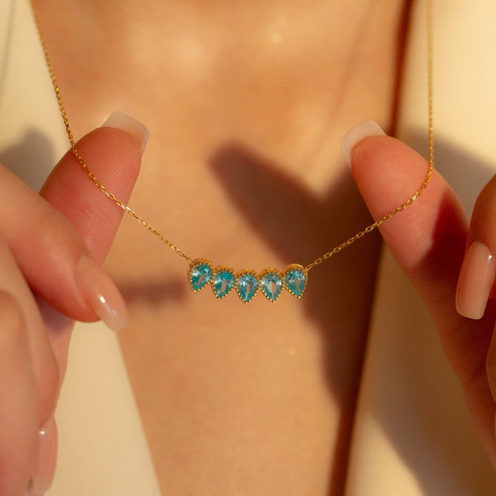 Drop Shape Birthstone Necklace
