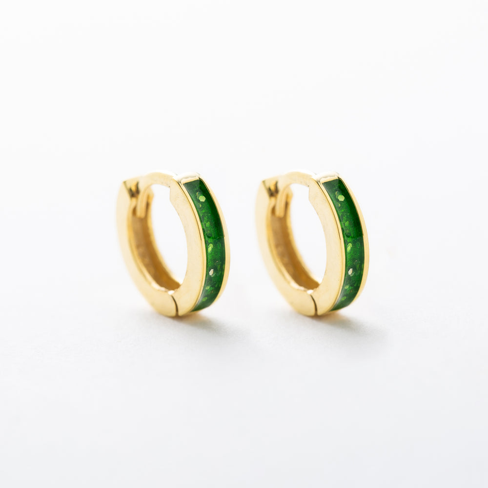 Opal Inlay Huggie Earrings