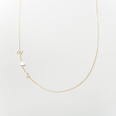 14K Solid Gold Sideways Letter Necklace