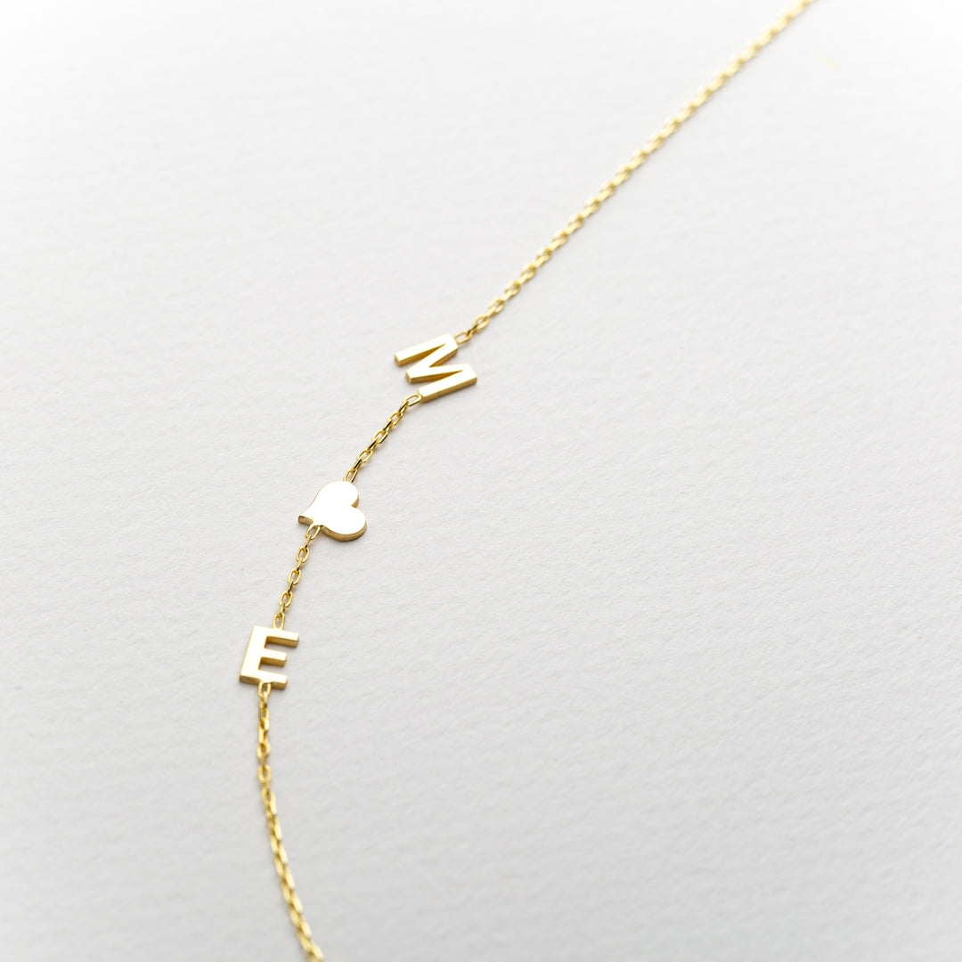 14K Solid Gold Sideways Letter Necklace