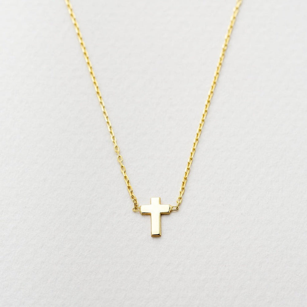 14K Solid Gold Cross Necklace