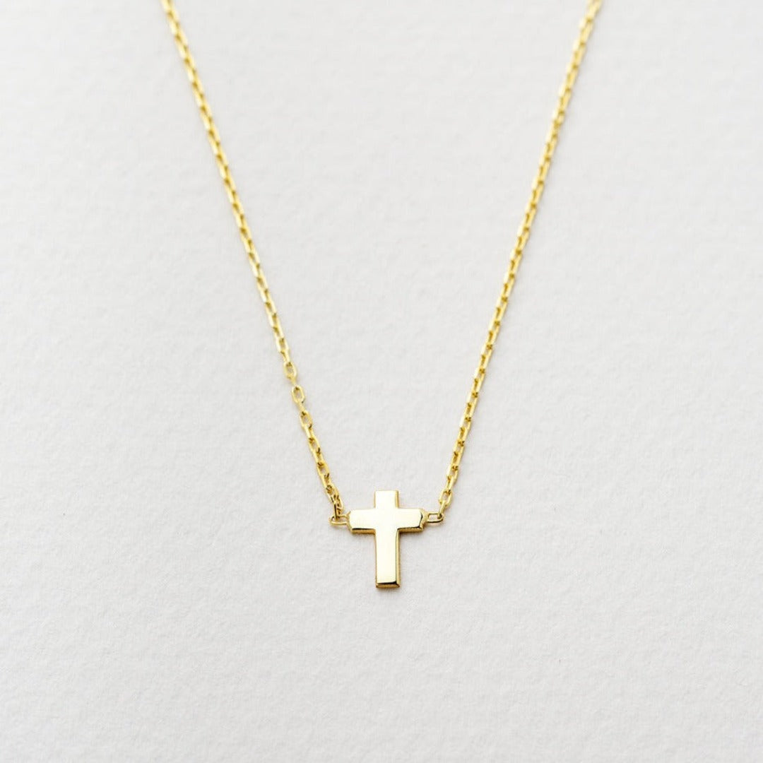 14K Solid Gold Cross Necklace