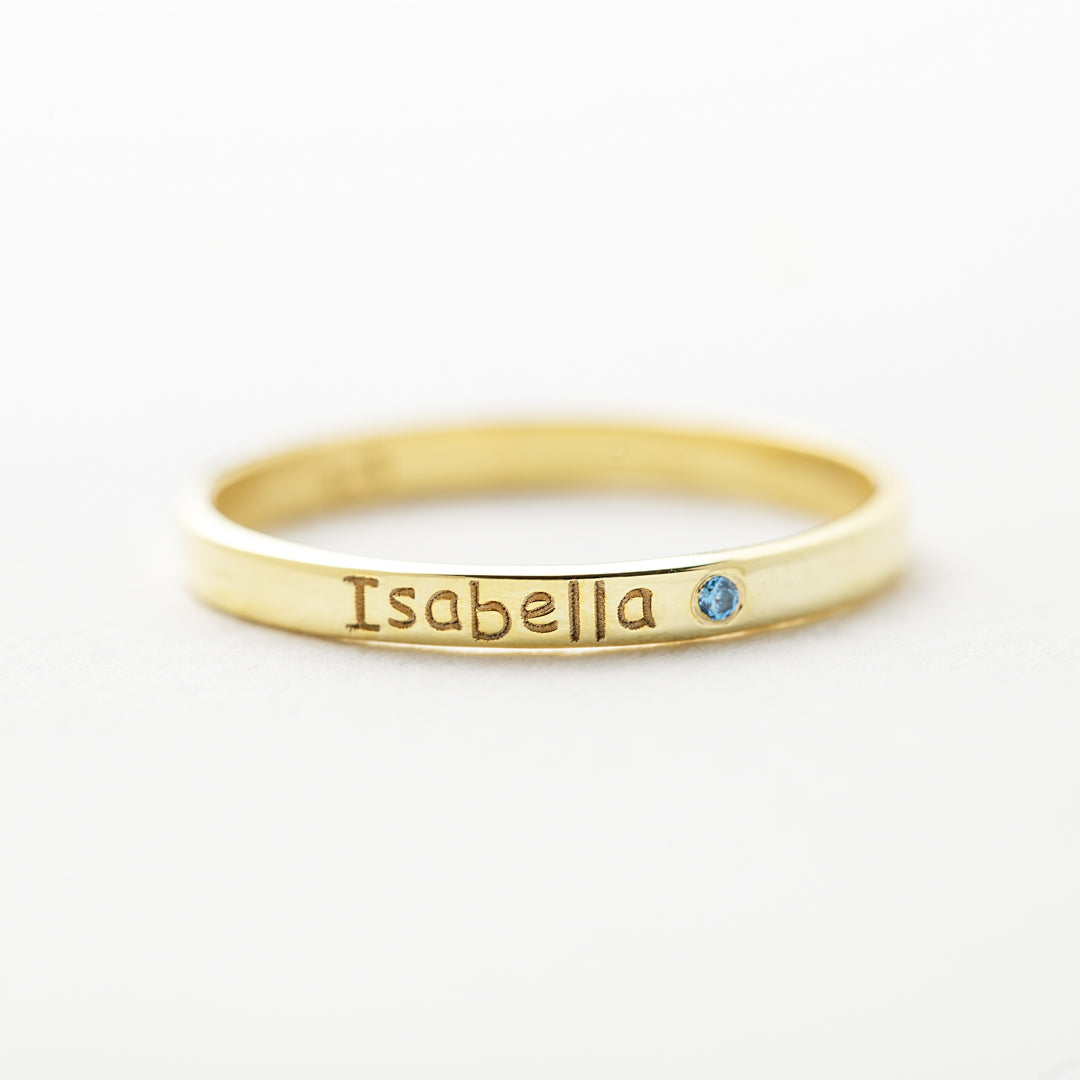 Birthstone and Name Ring