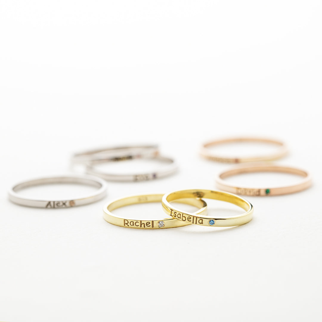 Birthstone and Name Ring