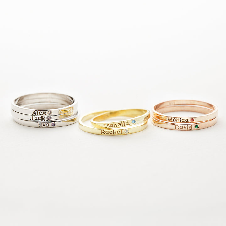 Birthstone and Name Ring