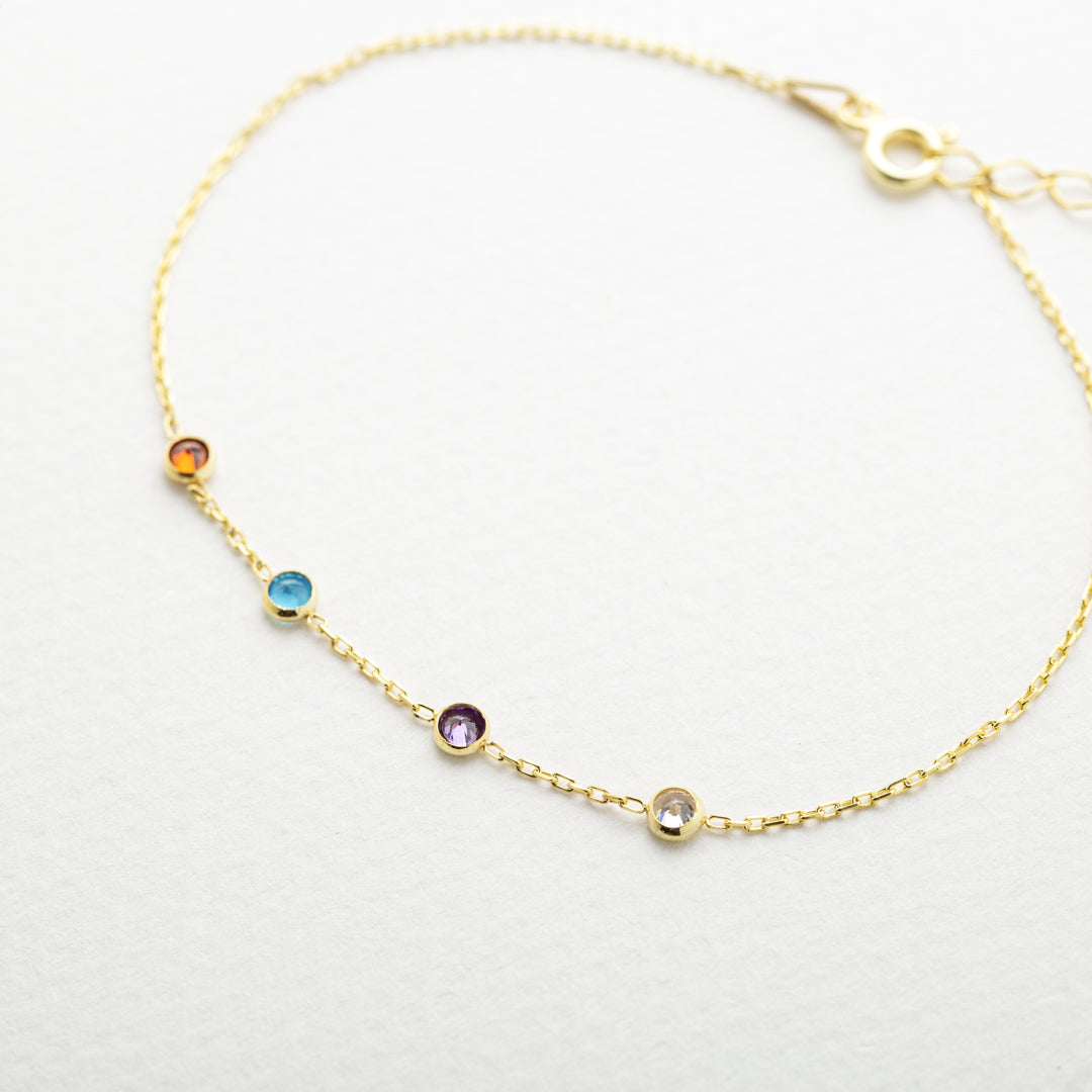 14K Solid Gold Birthstone Bracelet