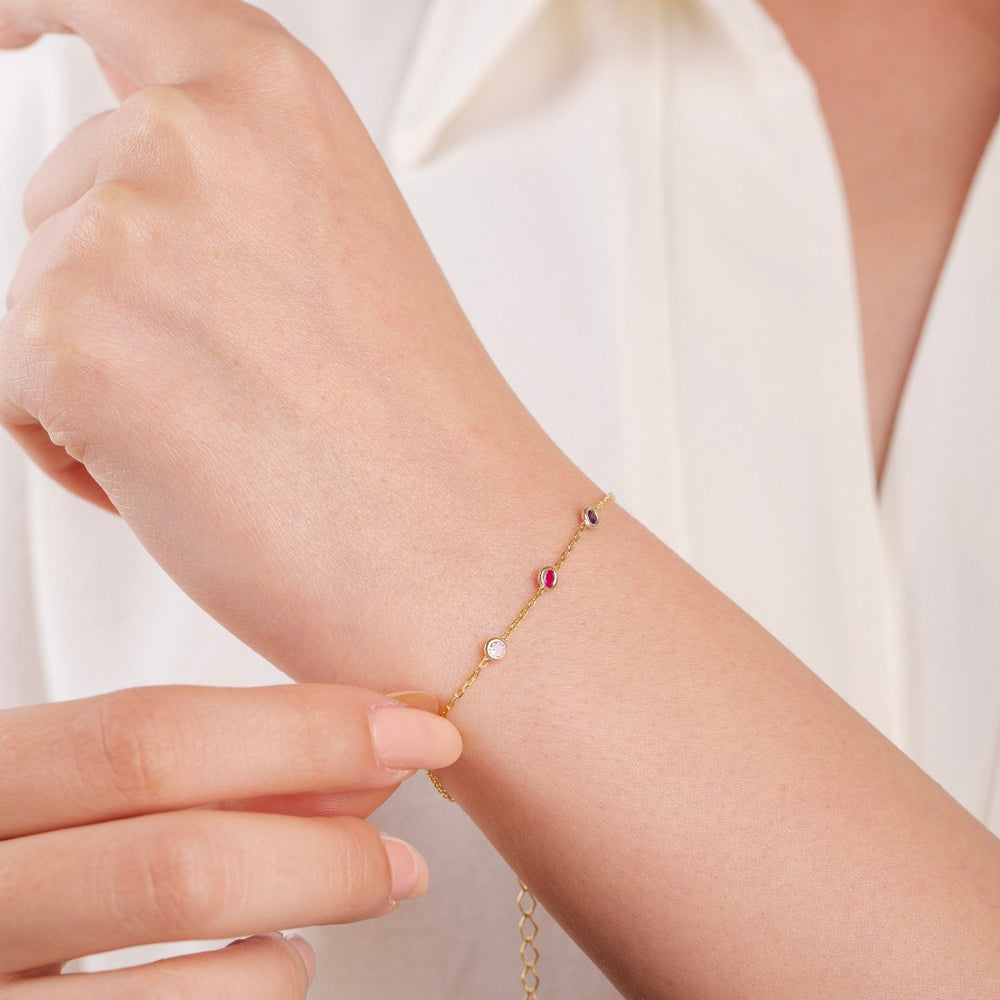 14K Gold Birthstone Bracelet