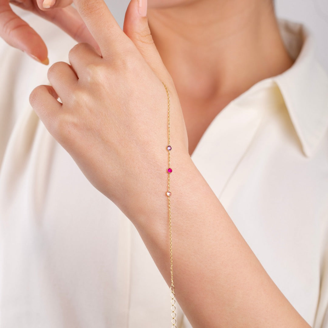 14K Solid Gold Birthstone Bracelet