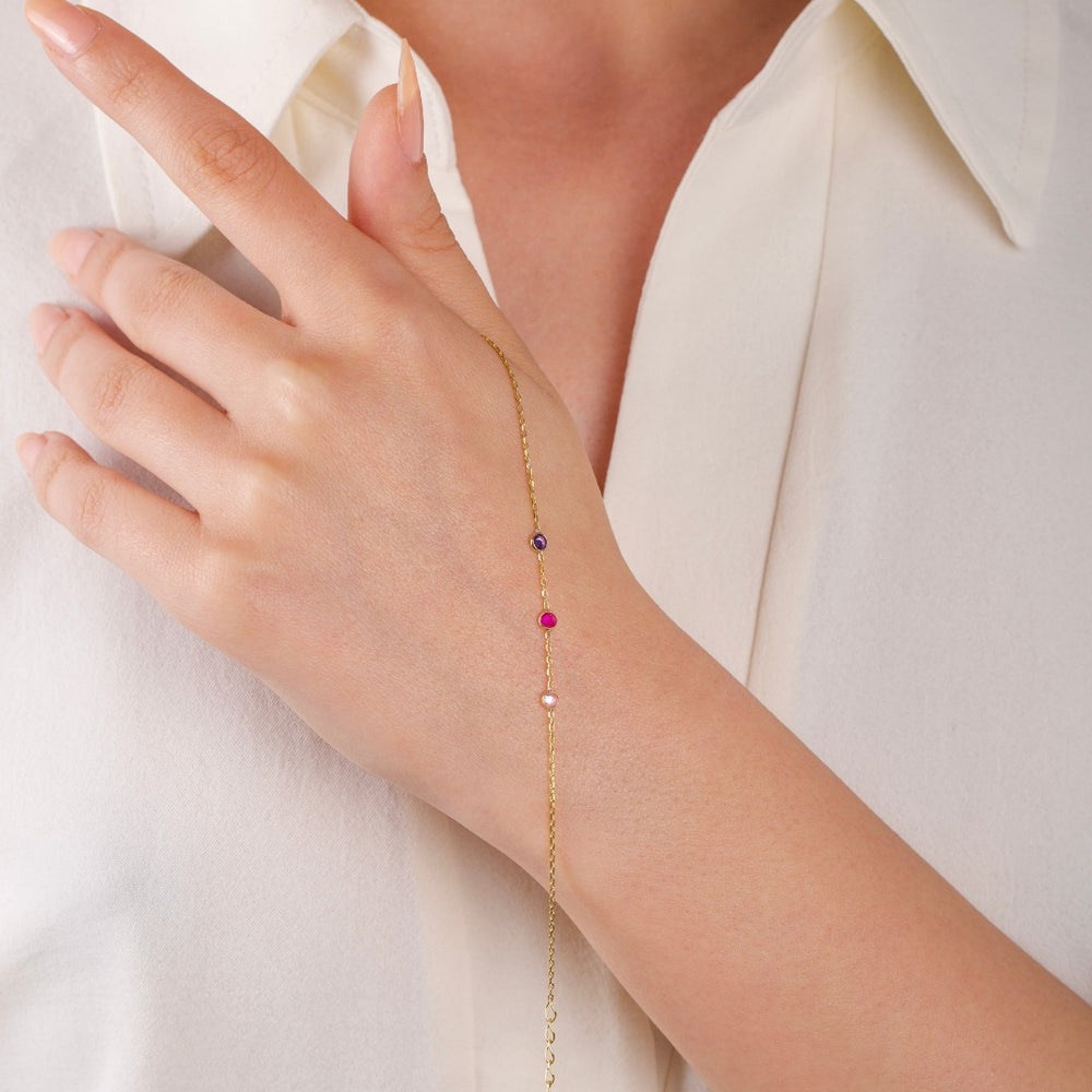 14K Solid Gold Birthstone Bracelet