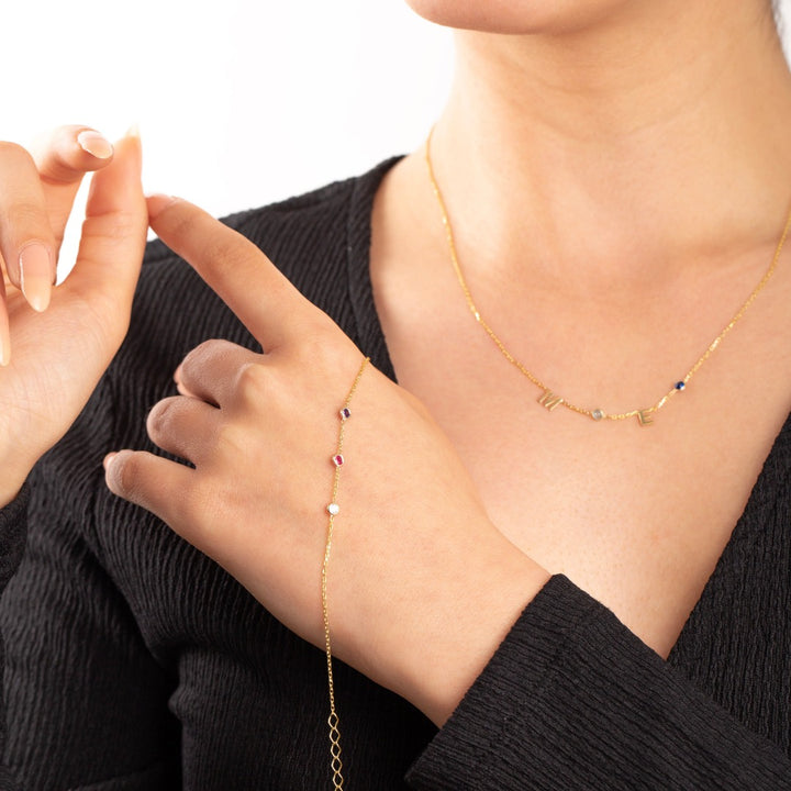 14K Solid Gold Birthstone Bracelet