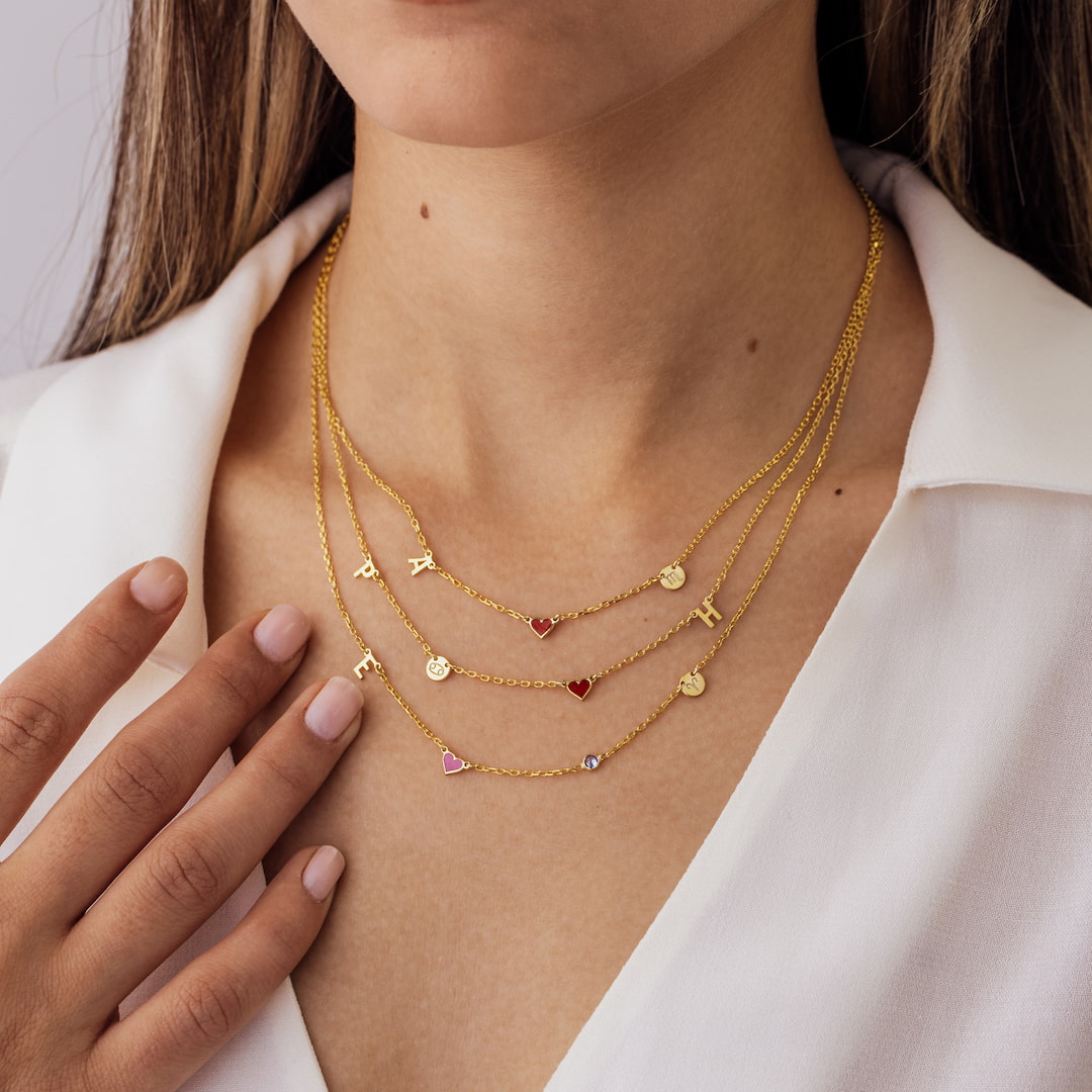 Initial Birthstone Heart Zodiac Sign Necklace